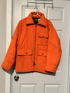 Vintage SafTBak Jacke Medium Neon Orange Reißverschluss Thermo Jagd Outdoor USA - Bild 1 von 10