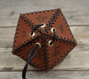 DnD MTG D20 Leather Drawstring Dice Pouch NEW Pouch Only Dungeons And Dragons - Picture 1 of 3