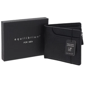 Equilibrium Men's Black Corner Emboss RFID Wallet 359830 - Picture 1 of 1