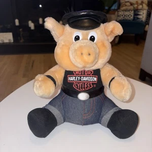 Harley Davidson Plush Hog Biker 10 Inch Stuffed Animal Pig 1993 Smoke Free - Picture 1 of 3