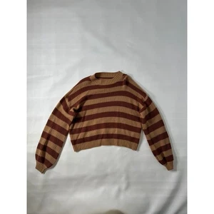 SHEIN gestreifter Strickpullover Langarm braun hellbraun cropped Damen S - Bild 1 von 7