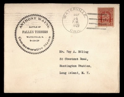 DR WHO 1929 FDC FALLEN TIMBERS BATTLE ANIV CACHET WATERVILLE OH w19634 - Image 1 of 2