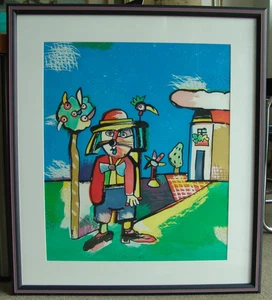Otmar Alt 1992 Farblithographie signiert Großwildjäger - Bild 1 von 5