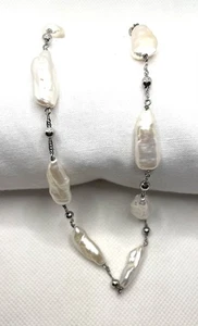 Vtg Honora 20mm Baroque Cultured Pearl Sterling Silver Necklace 18" - Picture 1 of 4