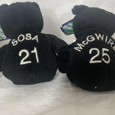 Bamm Beanos Lot Of 2 Mark McGwire #25 & Sammy Sosa #21 Beanies Tags - Image 1 of 4