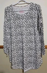 Victoria Secret Sleepshirt grau Damen Kurzarm Animal Print Leopard - Bild 1 von 3