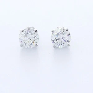 Pendientes de oro blanco con diamantes extraídos en tierra corte redondo G SI2 2,53 ctw certificados - Imagen 1 de 10