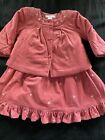 Janie and Jack Pink Corduroy Padded Jacket + Lined Embroidered Dress-12-18Mos