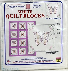 NEW 1990s JDNA Butterfly 283 Set 6 Stamped Quilt Blocks Kit 18x18 Vintage 13505 - Picture 1 of 2