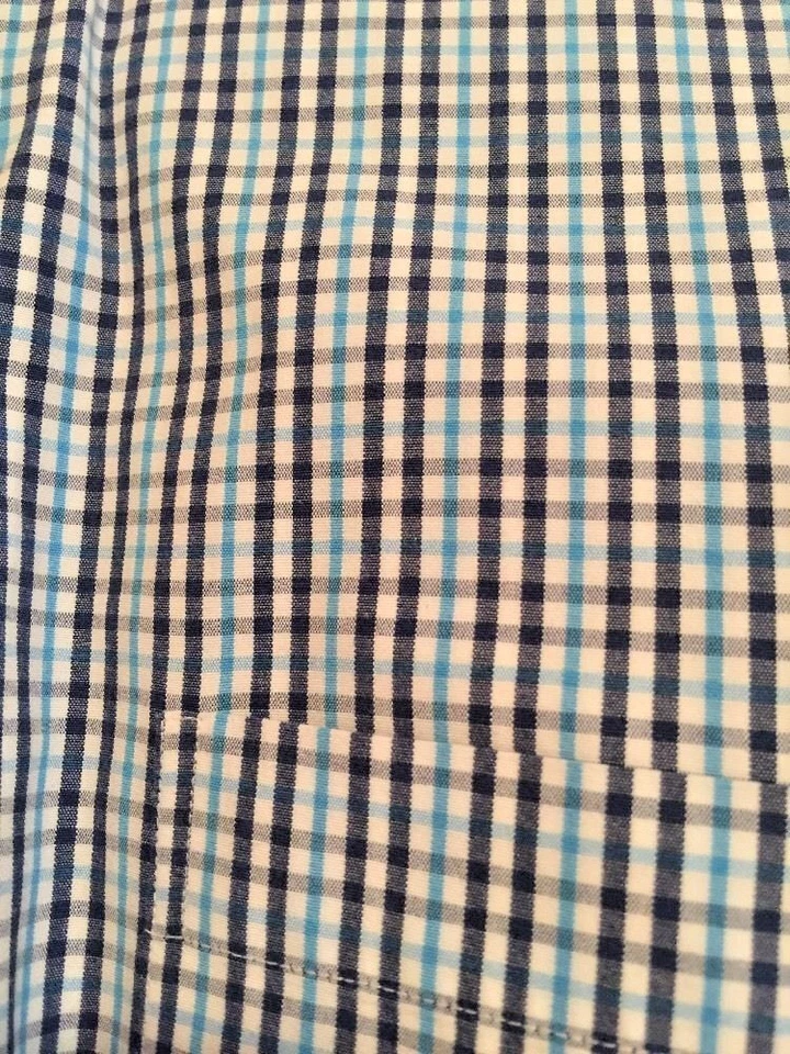 Camisa LANDS END masculina casual xadrez azul vestido com botões tamanho 16 x 32 ~ - Imagem 1 de 4