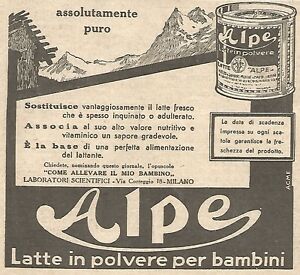 W4623 Alpe Leche en Polvo para Niños - Publicidad De 1934 - Vintage Anuncio