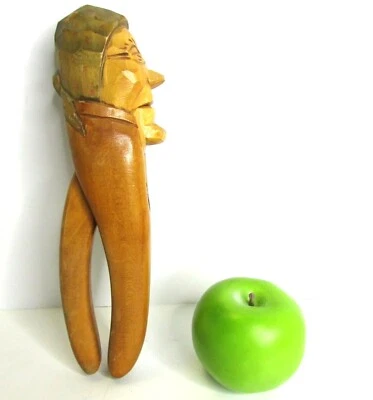 Old Woman Peasant Nutcracker Wood Carving Folk Art Figural Primitive 10" Tall - Image 1 of 4
