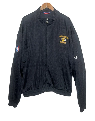 Los Angeles Lakers Y2K baggy 4XL Champion Long Sleeve Zip Up Jacket VTG Black Cover
