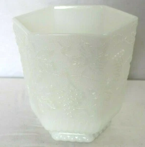VINTAGE Large Milk White Glass Bowl With A Grape Design Great Home Decor Piece - Picture 1 of 3