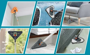 Wall Cleaner Set with Long Handle 360° Rotatable Ceiling Dust Cleaner-~ - Picture 1 of 12