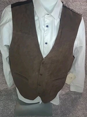 Scully Leatherwear Men's Vest Size 3XL Expresso Boar Snap Suede Vest (504) - Image 1 of 4