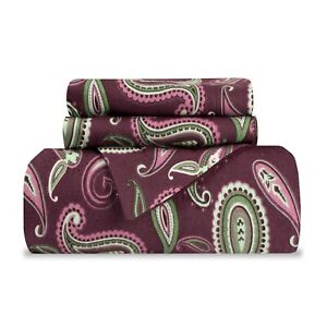 100% Cotton Flannel Traditional Paisley Duvet Cover & Pillow Sham Bedding Set