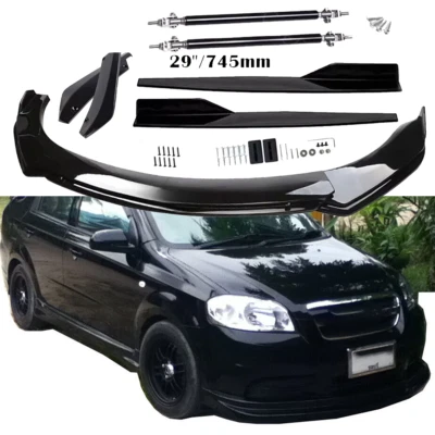 Front Rear Bumper Lip Spoiler Splitter Body Kit Side Skirt For Chevrolet Aveo - Image 1 of 4