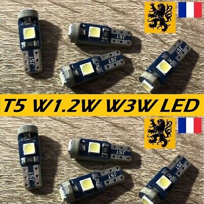 4x T5 W3W W1.2W LED PREMIUM 3 SMD 75Lm BLANC 6000k  12V 0,3W TABLEAU DE BORD • 3.95€