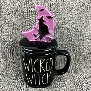 Rae Dunn Halloween Tasse mit Topper Böse Hexe Halbmond Mondsichel NEU - Bild 1 von 9