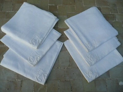  6 serviettes anciennes brodées initiales BP - Photo 1/4