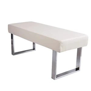 PU Leather Chair Upholstered Bench Footrest for Dining Living Bedroom Steel Leg - Picture 1 of 12