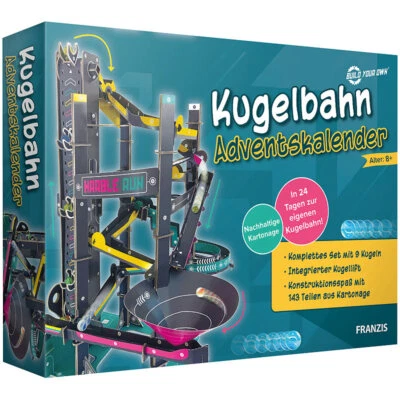 FRANZIS Adventskalender Kugelbahn, 143-teiliger Bausatz