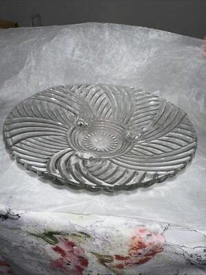 Vintage Clear Swirl Depression Glass Tri-Foot Candy/Nut Dish - Image 1 of 4