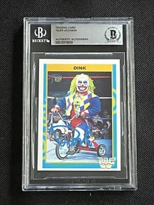 DINK THE CLOWN 1995 MERLIN WWF SIGNED AUTOGRAPHED CARD BECKETT BAS AUTHENTIC - Picture 1 of 2