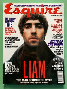 ESQUIRE mag February-1997 LIAM GALLAGHER Zoe Ball Gina Gershon Graeme Le Saux UK - Picture 1 of 10