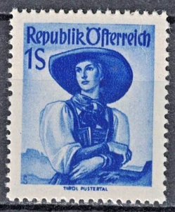 AUSTRIA:1948-52 SC#537 MNH Austrian Costume Tyrol, Puster Valley AP2188 - Picture 1 of 2