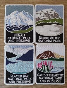 Lot of 4 Alaska National Parks Iron on Patches - Denali Glacier Bay Kobuk Valley