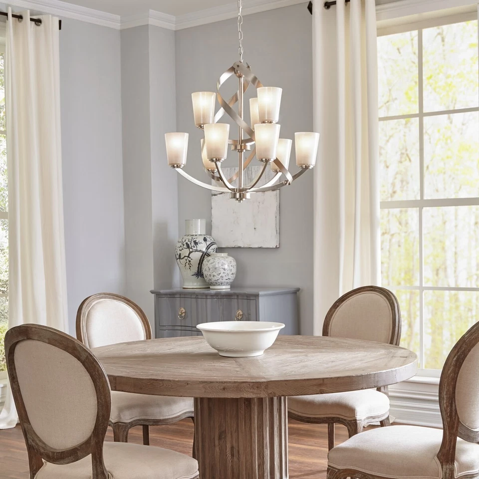 Portafolio Linkhorn 30 pulgadas 9 luces hierro piedra vintage vidrio Scavo sombreado-NUEVO Foto 1 de 1