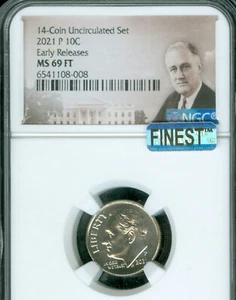 2021 P ROOSEVELT DIME NGC MS69 FT MAC FINEST GRADE & SPOTLESS RARE* - Picture 1 of 2