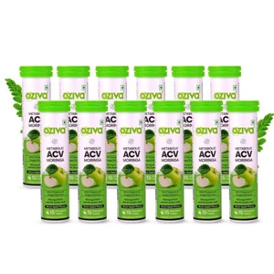 OZiva ACV Moringa 15 Effervescent Tablets -Green Apple , Pack of 8 (120 Tablets) - Picture 1 of 5