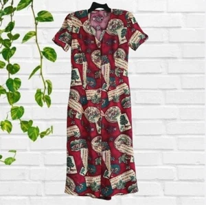 Vestido Midi Vintage Años 90 Botón Delantero Mangas Cortas Rojo Talla S - Imagen 1 de 9