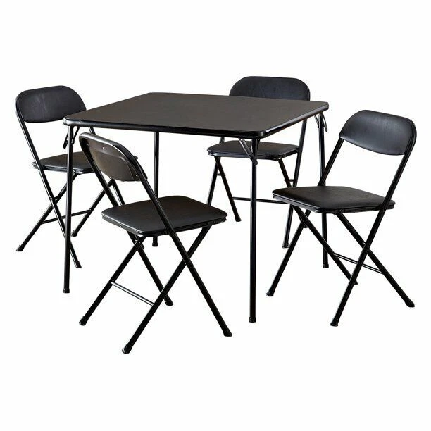 Cosco 5-Piece Card Table Set - Black