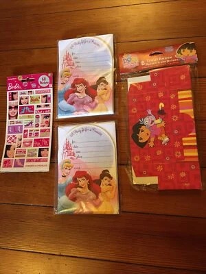 Party Lot Disney Princess Party Express invitations & envelopes, Barbie, Dora A7 - Image 1 of 4