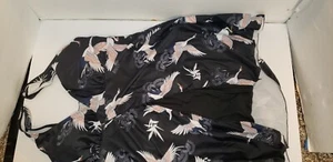 2XL XXL WOMENS BATHING SWIM SUIT DRESS SPLIT FRONT PADDED CUPS HERONS BLACK New - Picture 1 of 13