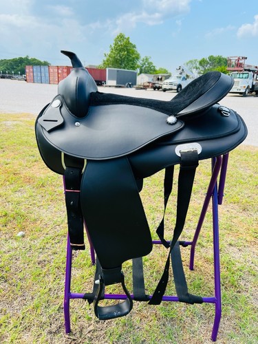 Western Cordura Trail-Pleasure Leather Horse Round Skirt Saddle Free Shipping