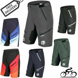 Men's MTB Mountain Bike Cycling Shorts Off Road Bicycle Downhill Padded Liner - Picture 1 of 24