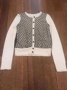 MILLY MINIS Girls Cream and Black cardigan Sweater, sz 8 - Picture 1 of 4