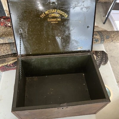 Caja fuerte antigua rara de hierro pesado banquero/diligencia/ferrocarril fuerte - Metzgar Foto 1 de 4