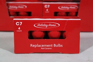 HOLIDAY HOME C7 CHRISTMAS RED 4 COUNT 5 WATT REPLACEMENT INCANDESCENT LIGHT PACK - Picture 1 of 2