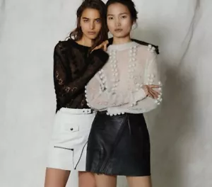 NEW 😍 AJE BLack Leather Mini Skirt Size 6 Sexy punk Flattering A line Moto - Picture 1 of 20