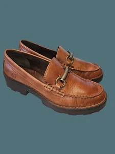 Born Leather Horsebit Chunky Lug Sole Comfort Preppy Y2K Loafers Women Size 8.5M - Picture 1 of 11