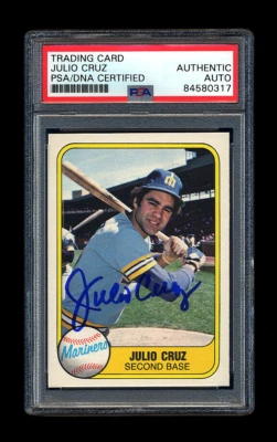 JULIO CRUZ SIGNED NM/MINT 1981 FLEER PSA/DNA AUTOGRAPHED SEATTLE MARINERS CRUZER - Image 1 of 2
