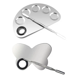  2pz Spatola Nail Art Acciaio Inox Smalto Trucco Pallet Strumento per - Foto 1 di 9