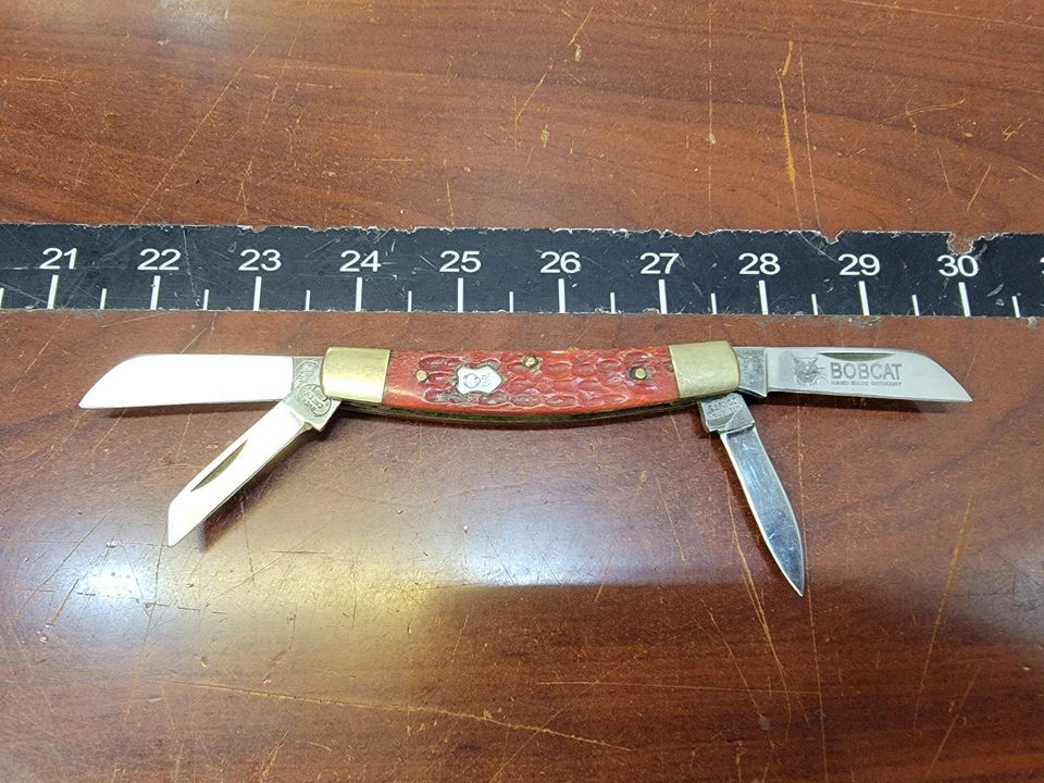 Cuchillo Plegable Buck Creek Alemania Bobcat Hueso Rojo Congreso Foto 1 de 4