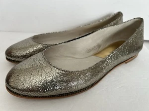 Michael Kors Womens Flats Silver Glitter Slip On Shoes Size 6.5 EUC - Picture 1 of 7